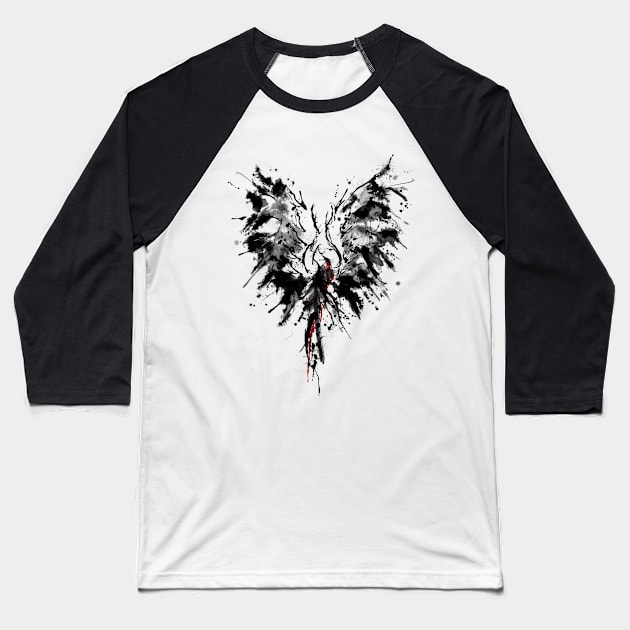 Mythical Phoenix Bird Rise From Ashes Watercolor Graphic Tee Baseball T-Shirt by twizzler3b